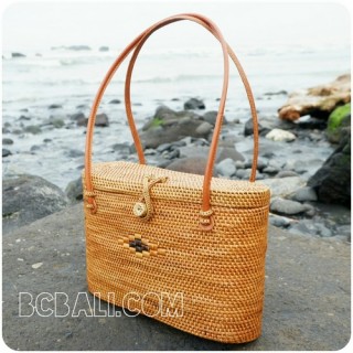 unique women handbag rattan ata oval handwoven full handmade